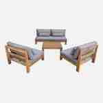 Conjunto de mobiliário de jardim XXL em madeira escovada, efeito branqueado - BAHIA - almofadas antracite, ultra confortável, 5 a 7 lugares Photo4