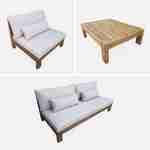 XXL Gartenmöbel aus gebürstetem Holz, gebleichter Effekt - BAHIA - beige Kissen, extrem bequem, 5 bis 7 Plätze Photo7