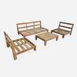 Salon de jardin XXL en bois brossé, effet blanchi – BAHIA – coussins beiges, ultra confortable, 5 places Photo9