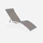 Telo di ricambio per lettino prendisole LOUISA, in alluminio e textilene, con poggiatesta - talpa/bianco Photo1