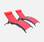 Pareja de 2 tumbonas de aluminio y textileno rojo coral| Louisa x2 | sweeek