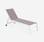 Verstelbare ligstoel Solis, van gewatteerd textilene en aluminium - taupe/wit | sweeek