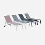 Sonnenliege - Solis - Liegestuhl aus gestepptem Textilene mit 6 Positionen aus Textilene und Aluminium, weißes Gestell, taupefarbenes Textilene Photo5