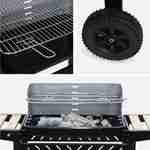 Barbecue a carvão - Alfred - Preto e cinzento, altura do grelhador regulável, taça esmaltada, prateleiras de madeira, prateleira e ganchos Photo5