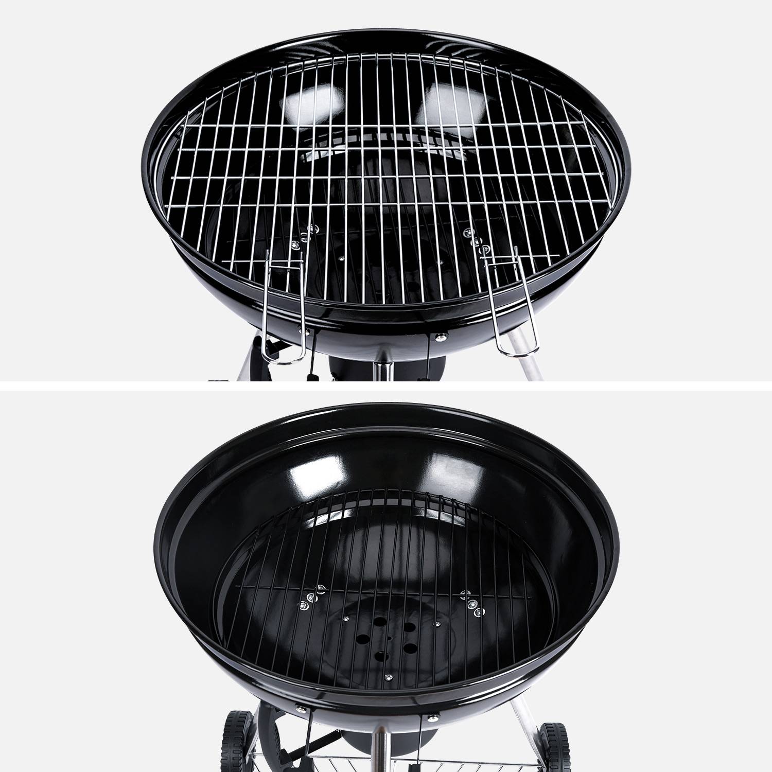 Barbecue charbon de bois Ø57cm - Georges - Noir émaillé, barbecue avec aérateurs, émaillé, fumoir, récupérateur de cendres Photo7