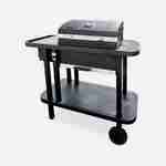 Barbecue charbon de bois - SNGONE FR noir - barbecue à allumage automatique avec housse, plancha, lampe LED USB, porte-ustensiles, grille maintien au chaud & récupérateur de cendres Photo2