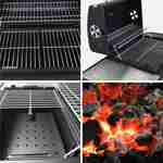 Barbecue a carvão - SNGONE FR noir - Barbecue de auto-ignição com tampa, grelha, luz LED USB, suporte para utensílios, grelha de aquecimento e colector de cinzas Photo3