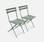 Lot de 2 chaises de jardin pliables - Emilia vert de gris - Acier thermolaqué | sweeek
