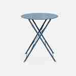 Klappbare Bistro-Gartengarnitur - Emilia rund Grau-Blau - Ø60cm Tisch mit zwei Klappstühlen aus pulverbeschichtetem Stahl Photo3
