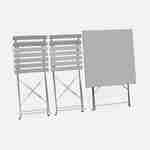Salon de jardin bistrot pliable - Emilia gris taupe - Table carrée 70x70cm avec deux chaises pliantes, acier thermolaqué Photo6