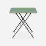 Emilia - Bistroset - 2 inklapbare stoelen en een vierkante tafel 70x70 van gepoedercoat staal  – Groengrijs Photo3