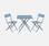 Conjunto de mobiliário de jardim bistro quadrado dobrável Emilia em azul-cinzento com duas cadeiras dobráveis, aço com revestimento em pó | sweeek