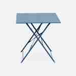 Klappbare Bistro-Gartenmöbel - Emilia quadratisch blaugrau - Tisch 70x70cm mit zwei Klappstühlen aus pulverbeschichtetem Stahl Photo3