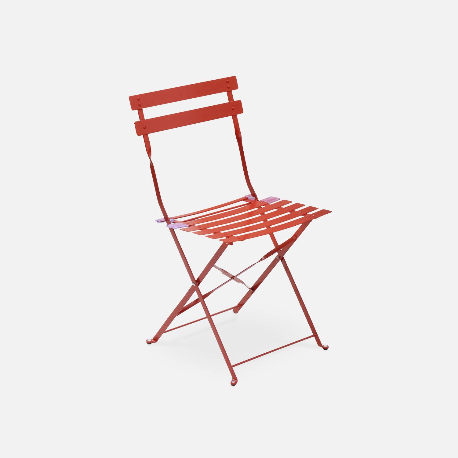 Mobiliario de jardín bistro plegable - Emilia - Mesa cuadrada 70x70cm con dos sillas plegables, acero con recubrimiento en polvo Photo4