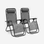 Lot de 2 fauteuils relax – Patrick – Textilène, pliables, multi-positions, gris Photo1