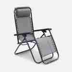 Lot de 2 fauteuils relax – Patrick – Textilène, pliables, multi-positions, gris Photo2