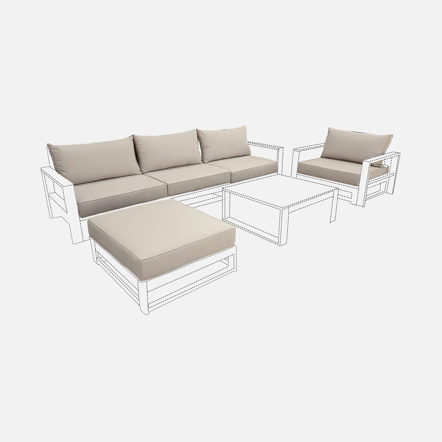 Set aus beigen Polyester-Kissenbezügen für Mendoza-Gartenmöbel - kompletter Satz Photo1
