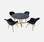 Tuintafel BORNEO en 4 kuipstoelen - vezelcement - grijze tafel, antraciet stoelen - 120cm | sweeek
