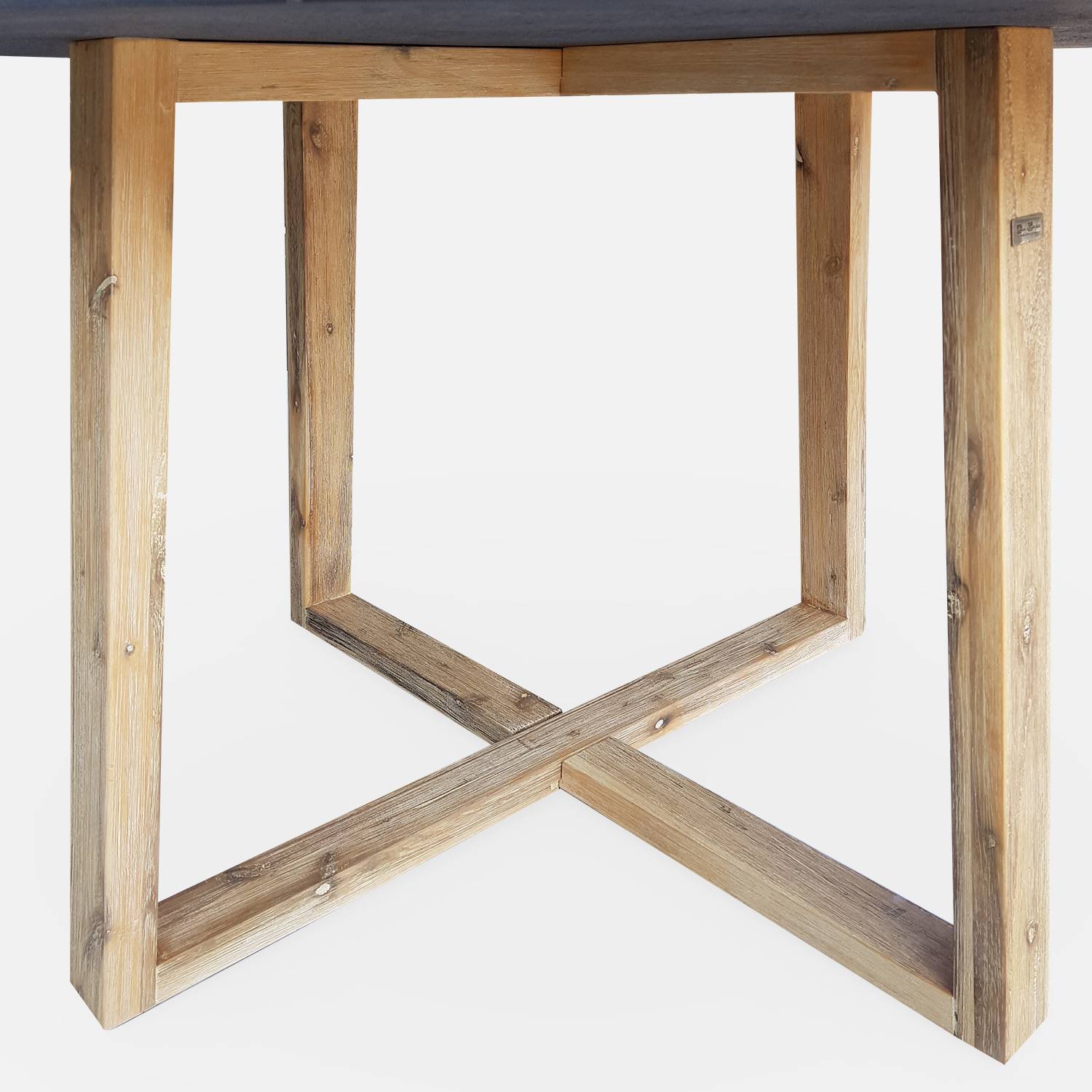 Table de jardin en fibre de ciment 120 cm BORNEO et 4 fauteuils scandinaves CELEBES blanc Photo3