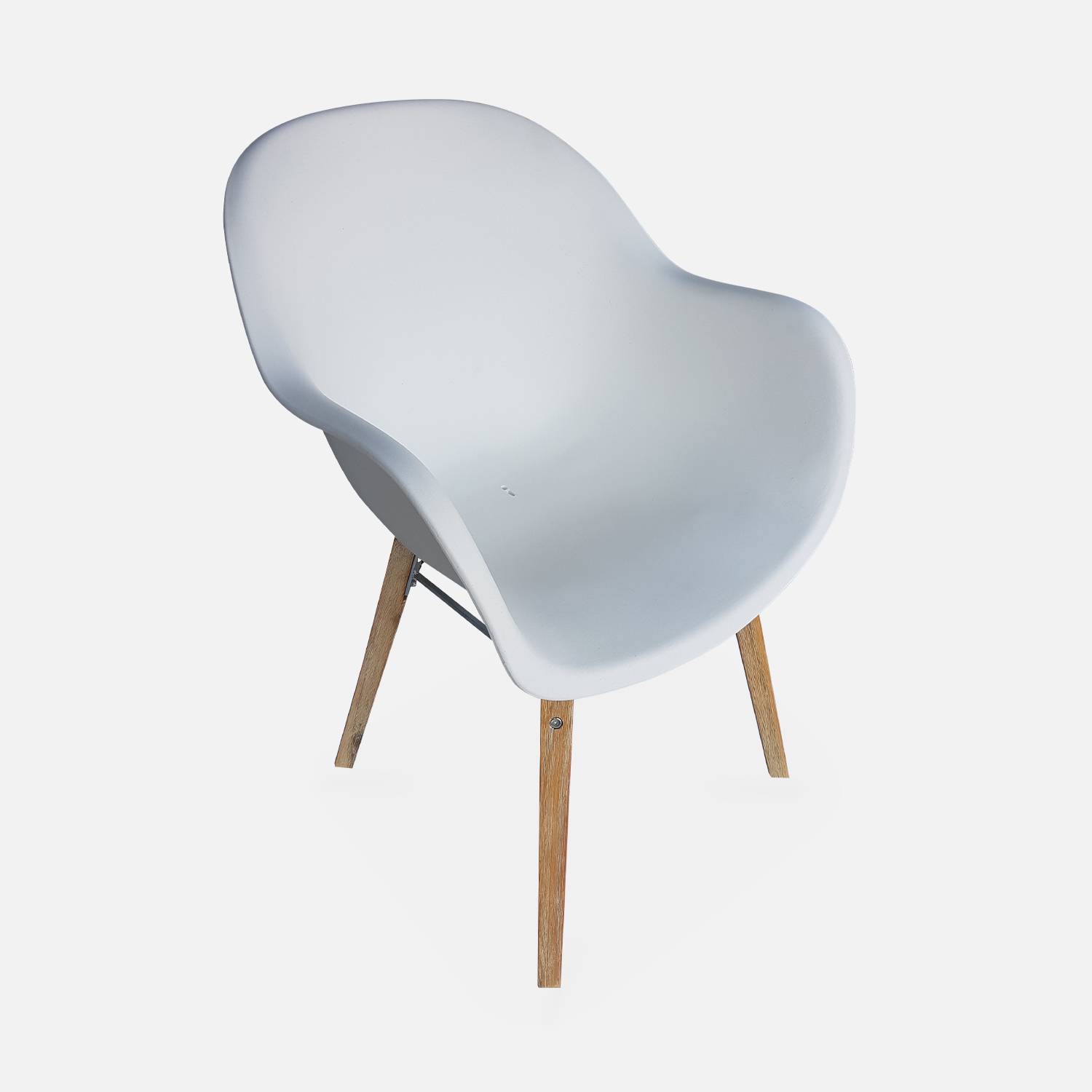 Table de jardin en fibre de ciment 120 cm BORNEO et 4 fauteuils scandinaves CELEBES blanc Photo4