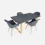 Table de jardin en fibre de ciment, effet béton, 160 cm BORNEO et 4 fauteuils scandinaves CELEBES gris Photo2