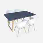 Table de jardin en fibre de ciment 160 cm BORNEO et 4 fauteuils scandinaves CELEBES blanc Photo1