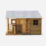 Maisonnette avec véranda en bois FSC de 4,5 m², Rose -  cabane en pin autoclave Photo3