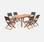 Salon de jardin en bois Almeria, table 120-180cm rectangulaire, 2 fauteuils et 4 chaises eucalyptus FSC et textilène anthracite