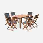 Salon de jardin en bois extensible - Almeria - Table 120/180cm avec rallonge, 2 fauteuils et 4 chaises, en bois d'Eucalyptus FSC huilé et textilène anthracite Photo3