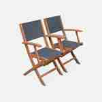 Conjunto de mesa e cadeiras de jardim em madeira e textileno, antracite, 6 lugares, eucalipto, extensível, 120/180 cm Photo6