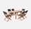 Salon de jardin en bois Almeria, table 120-180cm rectangulaire, 2 fauteuils et 4 chaises eucalyptus FSC et textilène noir | sweeek