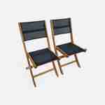 Salon de jardin en bois extensible - Table 120/180cm avec rallonge, 2 fauteuils et 4 chaises, en bois d'Eucalyptus FSC huilé et textilène noir Photo7