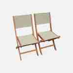 Salon de jardin en bois extensible - Almeria - Table 120/180cm avec rallonge, 2 fauteuils et 4 chaises, en bois d'Eucalyptus FSC huilé et textilène gris taupe Photo6