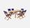 Holz-Gartengarnitur Almeria, rechteckiger Tisch 120-180 cm, 2 Sessel und 4 Stühle FSC-Eukalyptus und nachtblauem Textilene | sweeek