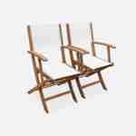 Ausziehbare Gartenmöbel aus Holz - Almeria - Tisch 120/180 cm mit Verlängerung, 2 Sesseln und 4 Stühlen aus geöltem FSC-Eukalyptusholz und weißes Textilene Photo6