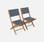 Salon de jardin en bois Almeria, grande table 180-240cm rectangulaire 2 fauteuils 6 chaises eucalyptus et textilène anthracite | sweeek