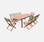 Gartengarnitur aus Holz Almeria, Tisch, 2 Sessel, 6 Stühle aus Eukalyptus- und grüngrauem Textilene | sweeek