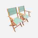 Ausziehbare Gartenmöbel aus Holz - Almeria - Tisch 180/240 cm mit Verlängerung, 2 Sesseln und 6 Stühlen aus geöltem FSC-Eukalyptusholz und grüngrauem Textilene Photo4