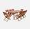 Salon de jardin en bois Almeria, grande table 180-240cm rectangulaire 2 fauteuils 6 chaises eucalyptus et textilène terra cotta