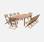 Table de jardin en bois extensible 200-250-300cm, 2 fauteuils | sweeek