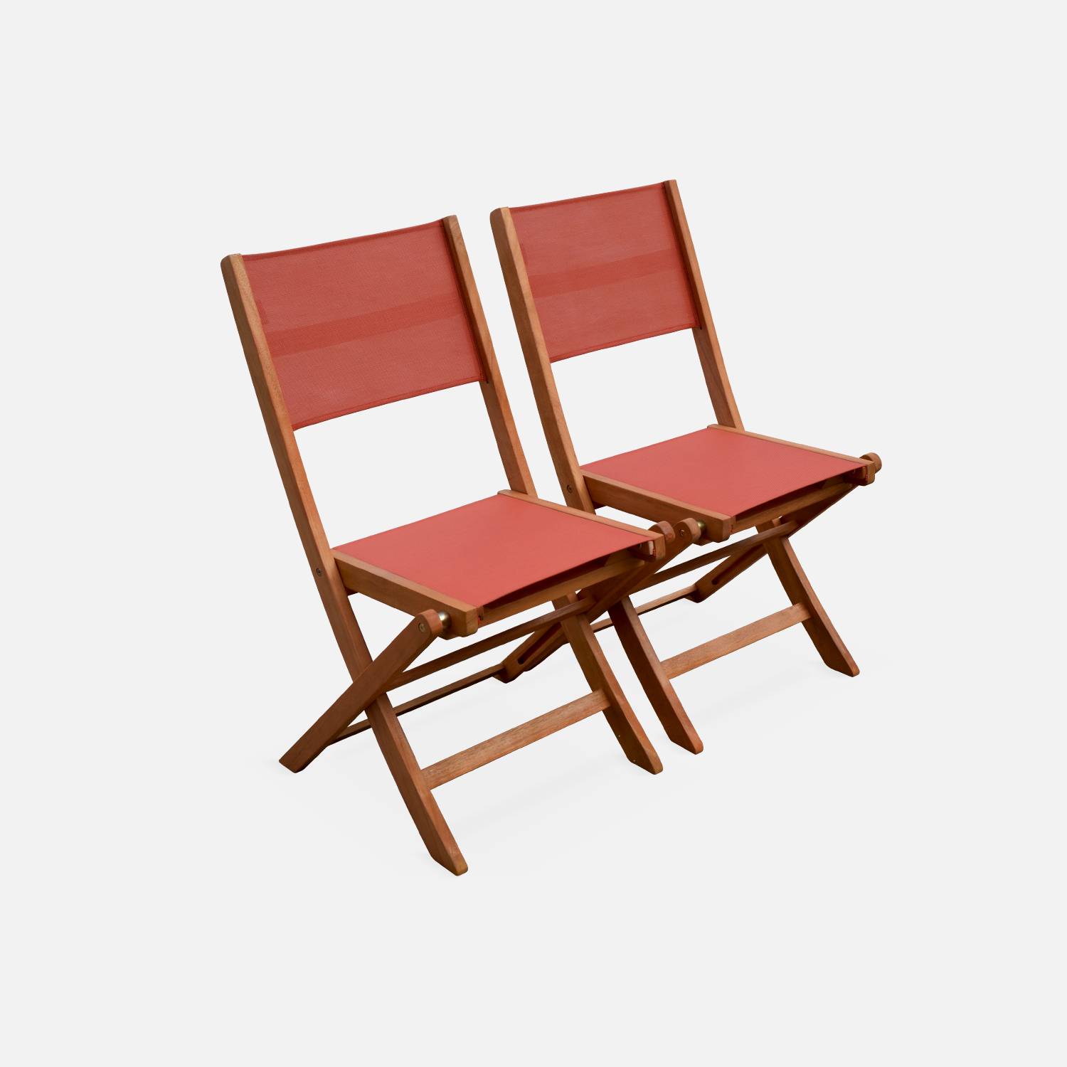 Salon de jardin en bois extensible - Almeria  table 200/250/300cm avec 2 rallonges, 2 fauteuils et 8 chaises, en bois d'Eucalyptus FSC huilé et textilène terra cotta Photo6