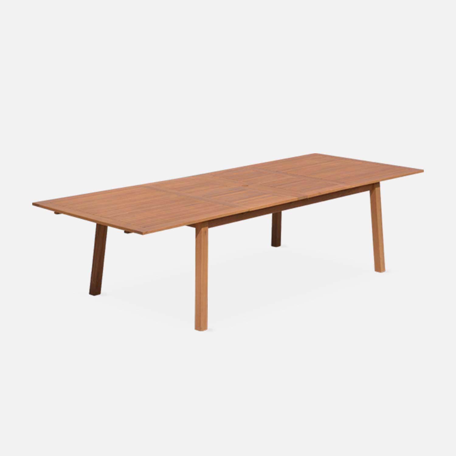 Tavolo da giardino in legno, dimensioni: 200-250-300cm - modello: Almeria - Grande tavolo rettangolare con prolunga, in eucalipto FSC Photo1