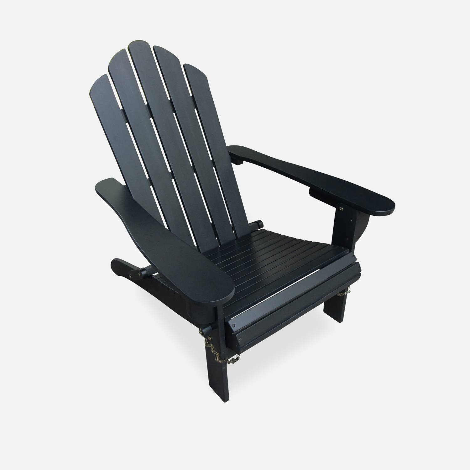 Chaise de jardin en bois - Adirondack Salamanca black- Eucalyptus FSC, chaise de patio rétro, chaise de plage pliante Photo3