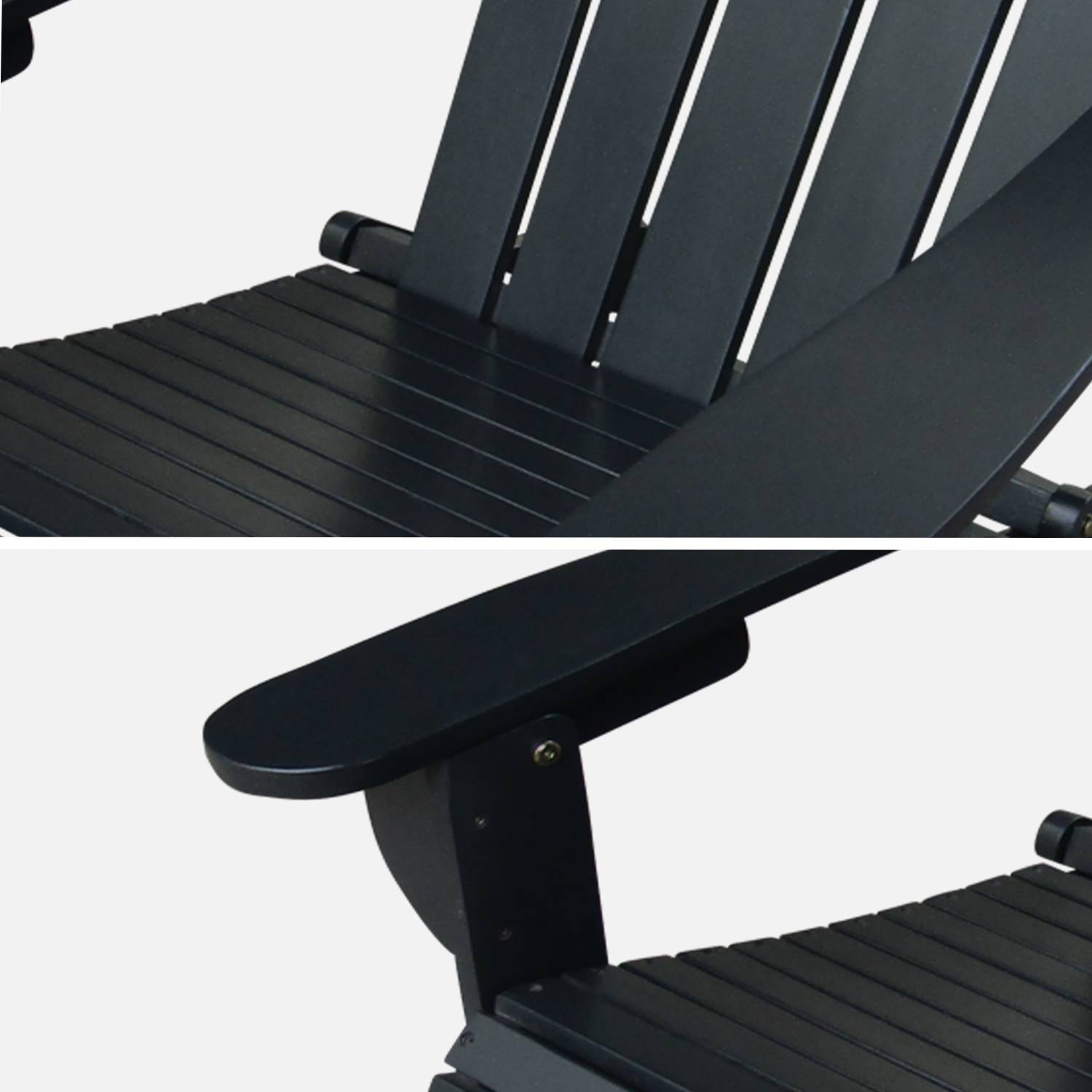 Chaise de jardin en bois - Adirondack Salamanca black- Eucalyptus FSC, chaise de patio rétro, chaise de plage pliante Photo5
