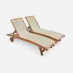 2er Set Holz Sonnenliegen - Marbella Taupegrau - 2 Liegestühle aus geöltem FSC-Eukalyptusholz und Textilene in Taupegrau Photo3