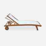 2er Set Holz Sonnenliegen - Marbella Weiß - 2 Liegestühle aus geöltem FSC-Eukalyptusholz und weißem Textilene Photo5