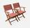 Lot de 2 fauteuils de jardin en bois Almeria, 2 fauteuils pliants Eucalyptus FSC huilé et textilène terra cotta | sweeek