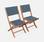 Lot de 2 chaises de jardin en bois Almeria, 2 chaises pliantes Eucalyptus FSC huilé et textilène gris anthracite | sweeek