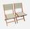 Conjunto de 2 cadeiras de jardim de madeira Almeria, 2 cadeiras dobráveis de eucalipto FSC oleadas e textilene cinzento taupe | sweeek