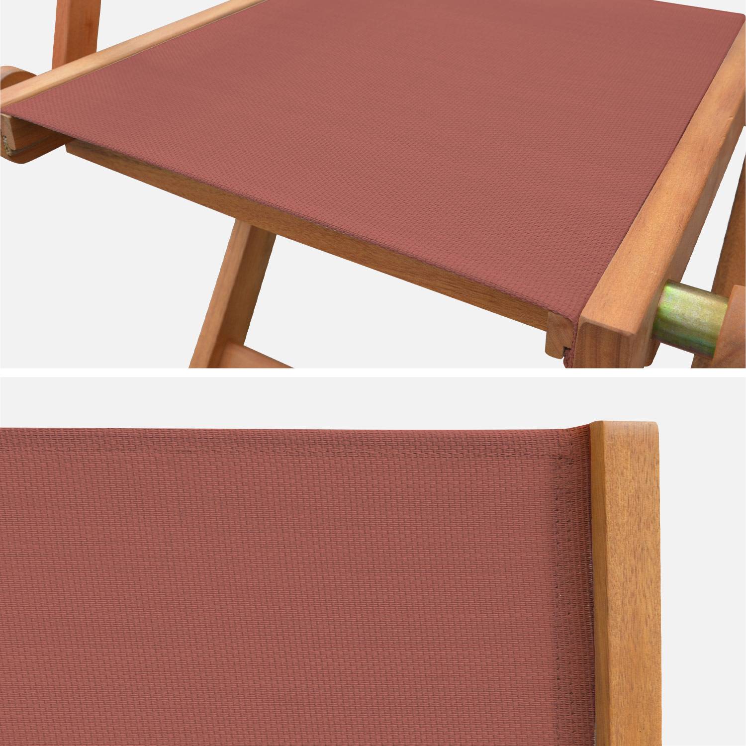 Cadeiras de jardim em madeira e textilene - Almeria Terracotta - 2 cadeiras dobráveis em madeira de eucalipto FSC oleada e textilene Photo5
